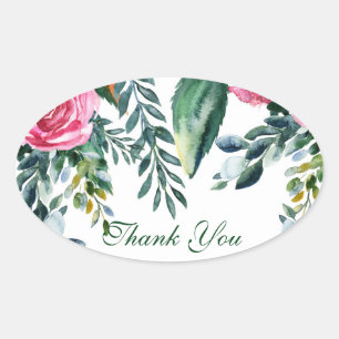 Botanisches Aquarell Vintage Florale Blätter Gefal Ovaler Aufkleber