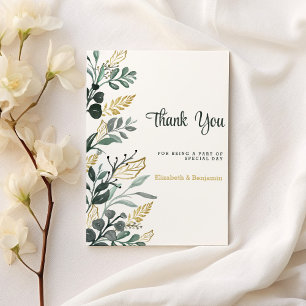Botanisches Aquarellgoldgrün Danke Einladung