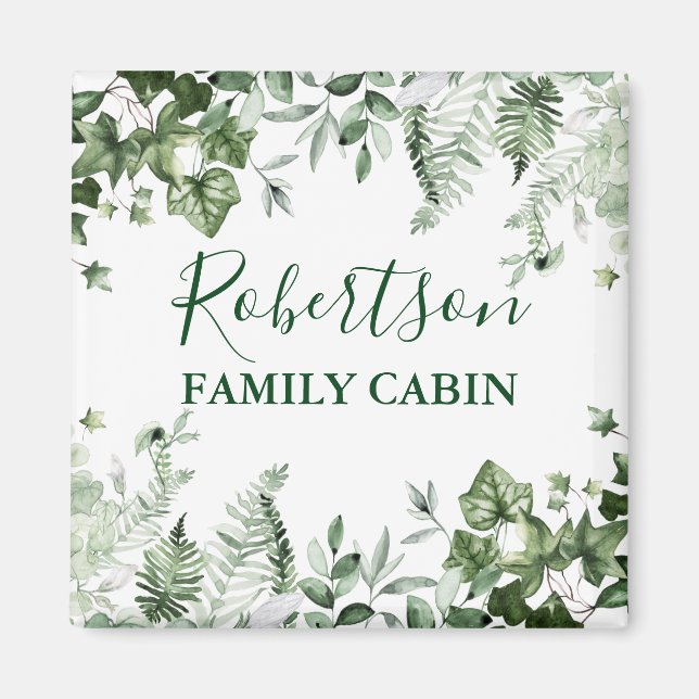 Botanisches Aquarellkabine Ivy Ferns Sage Magnet (Vorne)