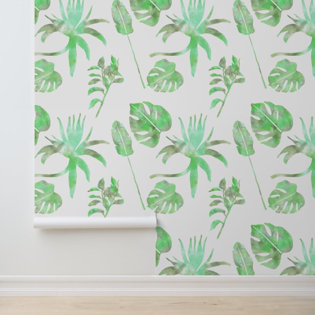Botanisches Aquarellleaf | Hellgrün Tapete (Anwendung)
