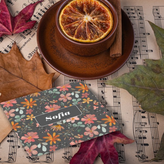 Botanisches Aquarellmuster, kundengrau Rechteckiger Pappuntersetzer (Von Creator hochgeladen)