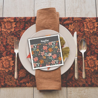 Botanisches Aquarellmuster, kundengrau Serviette