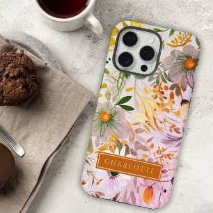 Botanisches Beauty Pink und orangefarbene Blüten iPhone 15 Pro Max Hülle