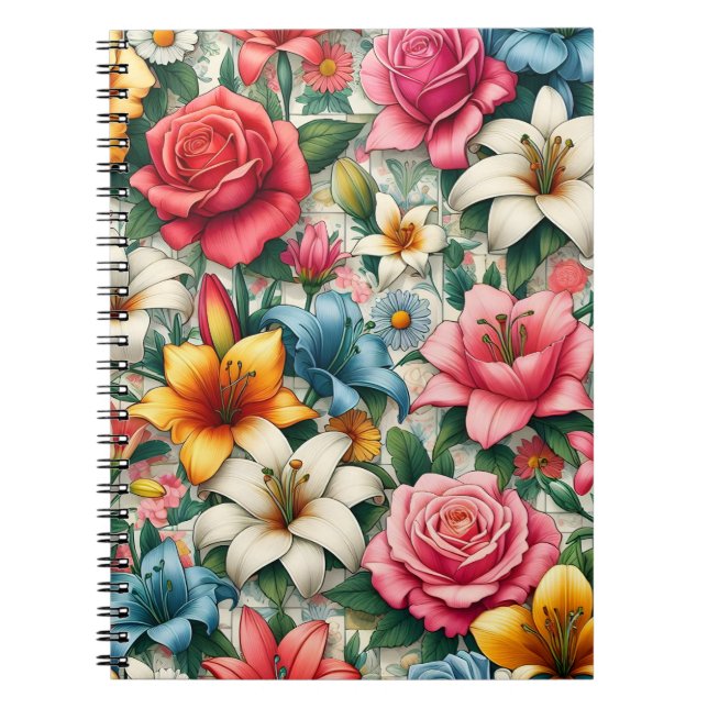 Botanisches Beauty-Tile-Notebook Notizblock (Vorderseite)