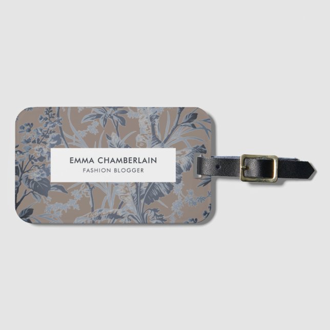 Botanisches Beige Chinoiserie Custom Luggage Tag Gepäckanhänger (Vorderseite (Horizontal))