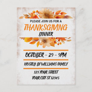 Botanisches Beige Thanksgiving-Dinner Postkarte