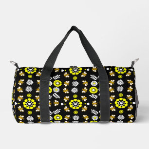 Botanisches Bienen-Blumen-Muster Duffle Bag
