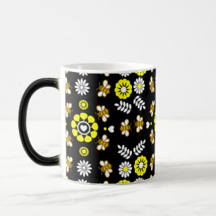 Botanisches Bienen-Blumen-Muster Verwandlungstasse