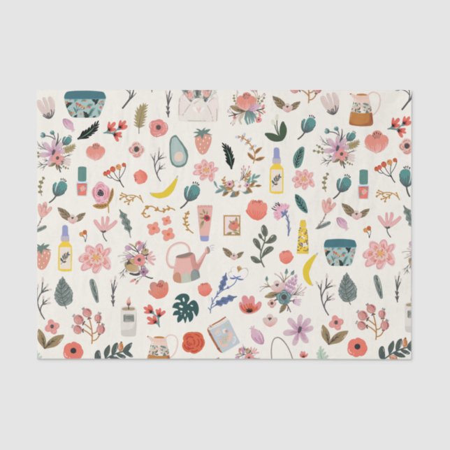 Botanisches Bio Schönheitsmuster Seidenpapier (Vorderseite)