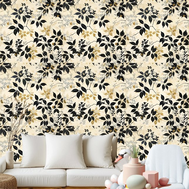 Botanisches Blätter Regenwald Natur Gründekor Tapete (Botanical leaves rainforest nature greenery decor wallpaper)