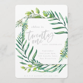 Botanisches Blattwerk 21. Geburtstag Foto Einladung