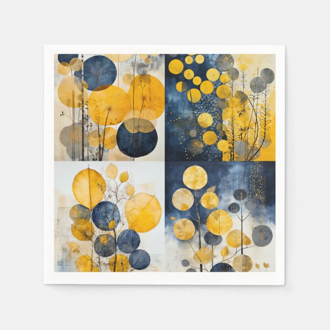 Botanisches Blau und Gelbe Neapel Serviette (Vorderseite)