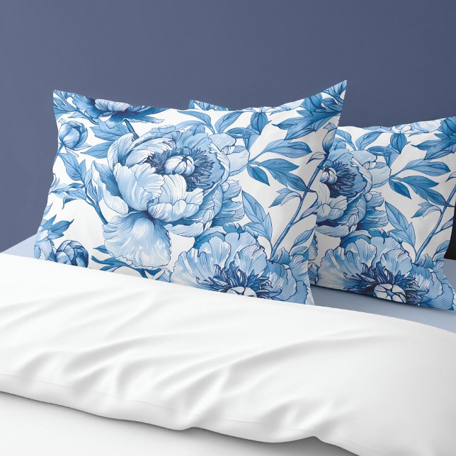 Botanisches blaues Flor Delikate Porzellan Blume Kissenbezug (Botanical Blue Floral Delicate Porcelain Flower Pillow Case)