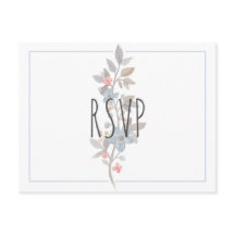 Botanisches blaues Floral Wedding RSVP Postkarte