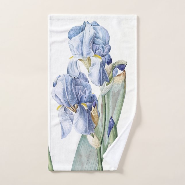 Botanisches blaues Iris-Blumen-Kunst-Bad-Tuch-Set Badhandtuch Set (Handtuch)