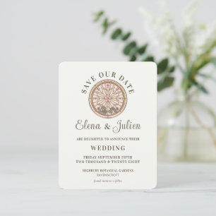 Botanisches Bleiglas-Hochzeits-Save-the-Date-Motiv Save The Date