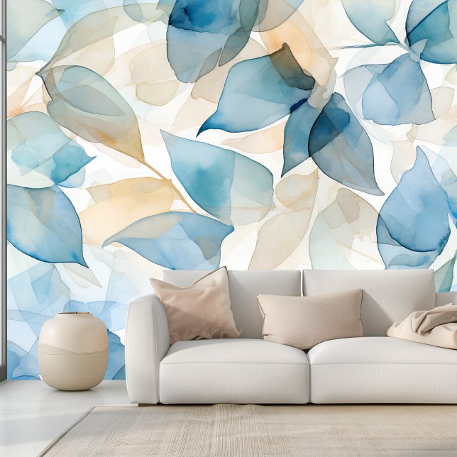 Botanisches Bliss Blau- und Gelbblütenmuster Tapete (Von Creator hochgeladen)