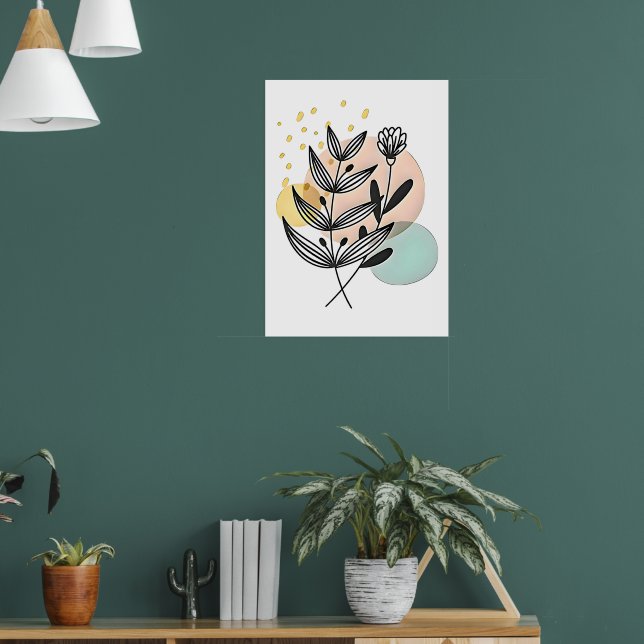 Botanisches Bliss - Minimalistische Blumenkunst Poster (Wohnzimmer 1)