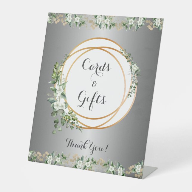 Botanisches Bliss Silberinfundiertes Brautparty Sockelschild (Vorderseite)