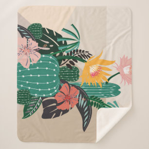 Botanisches Blühen: Kakteen Vintag Art. Sherpadecke