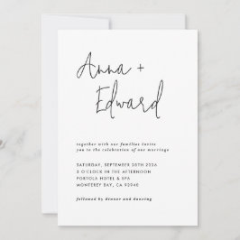 Botanisches blühendes Hochzeitschwarz Einladung