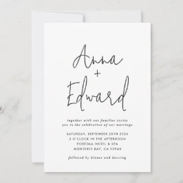 Botanisches blühendes Hochzeitschwarz Einladung