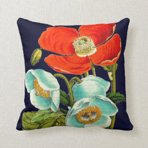 Botanisches Blumen-Mohnblumenthrow-mit Kissen
