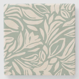 Botanisches Blumendesign in Salbei und Creme Steinuntersetzer