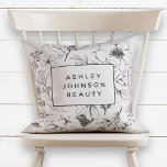 Botanisches Blumengeschäft in modernem Rosa Kissen<br><div class="desc">Ich dachte darüber nach, wie ich mein bestverkauftes Visitenkartendesign in andere Produkte übertragen könnte, und dachte, es würde auf einem Kissen wunderschön aussehen! Das ist das Ergebnis :) Ich kann es in einem Salon im gewartet Raum sehen und finde es so niedlich! Dieses rosafarbene, moderne botanische Design bildet die Grundlage...</div>