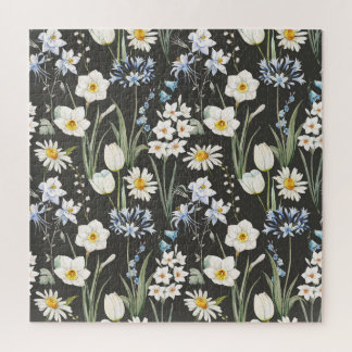 Botanisches, blumengeschmücktes Muster in Wasserfa Puzzle