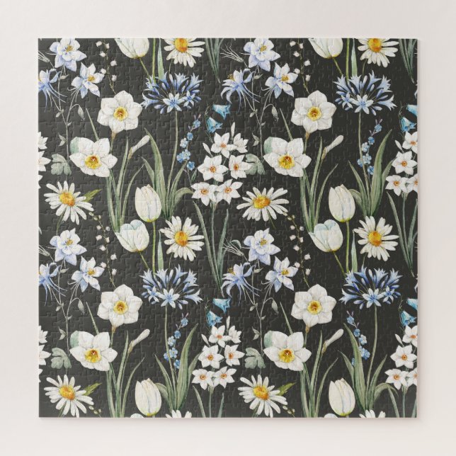 Botanisches, blumengeschmücktes Muster in Wasserfa Puzzle (Vertikal)