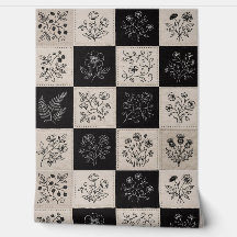 Botanisches Blumenleder-Optik-Patchwork-Gestickt