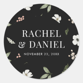 Botanisches Blumenmuster Hochzeitsszenario-Umschla Runder Aufkleber