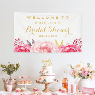 Botanisches Blush Floral Gold Blume Brautparty Banner