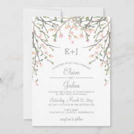 Botanisches Blütenrosa Blumenzehen Einladung