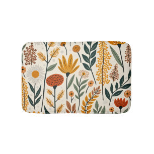 Botanisches Boho-Blumen-Pflanzen-Design 390 Badematte