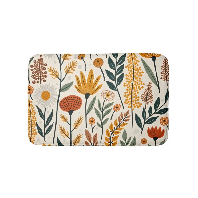 Botanisches Boho-Blumen-Pflanzen-Design 390 Badematte (Vorderseite)