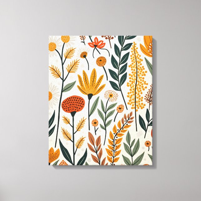 Botanisches Boho-Blumen-Pflanzen-Design 390 Leinwanddruck (Vorderseite)