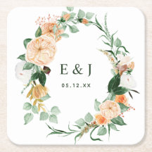 Botanisches Boho Blumengrün Monogram Wedding