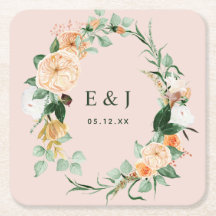 Botanisches Boho Blumengrün Monogram Wedding