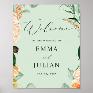 Botanisches Boho Greenerenery Sage Wedding Begrüßu Poster