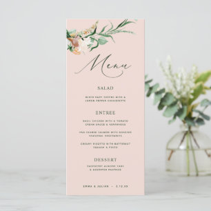Botanisches Boho Greenerity Blush Pink Wedding Men Menükarte