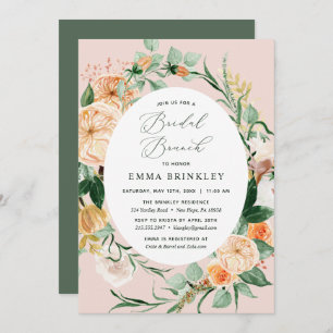 Botanisches Boho Greenery Blush Pink Bridal Brunch Einladung