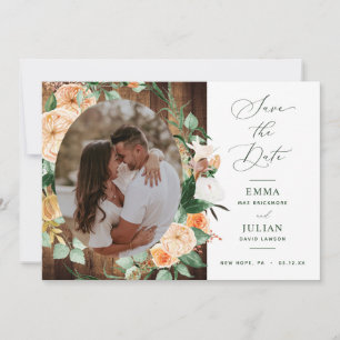 Botanisches Boho Greenery Rustic Barn Wood Foto Save The Date