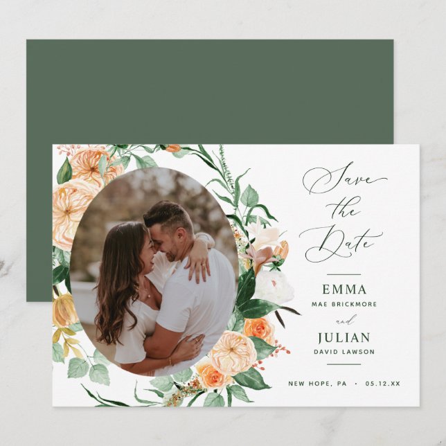Botanisches Boho Greenery Sage Grünes neutrales Fo Save The Date (Vorne/Hinten)
