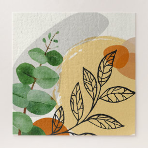 Botanisches Boho Grün Orange Puzzle