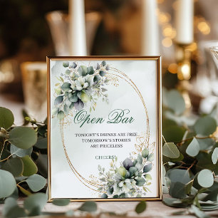 Botanisches Boho-Open-Bar-Wasserfarben-Schild 8x10 Poster