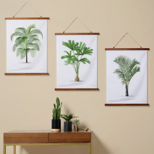 Botanisches Boho Vintag Palm Tree Leinwand Poster Wandteppich Mit Holzrahmen