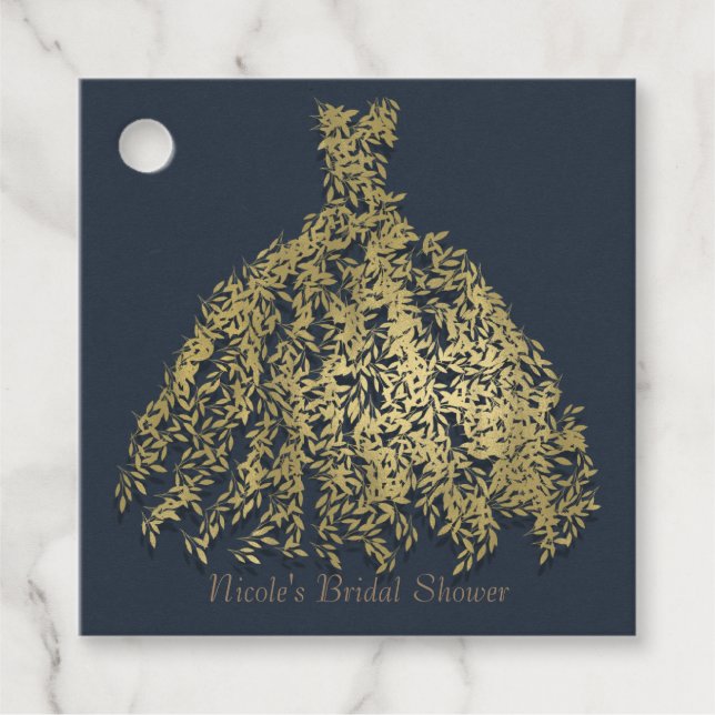 Botanisches Brautparty aus Gold und Rustikal Geschenkanhänger (Vorderseite)