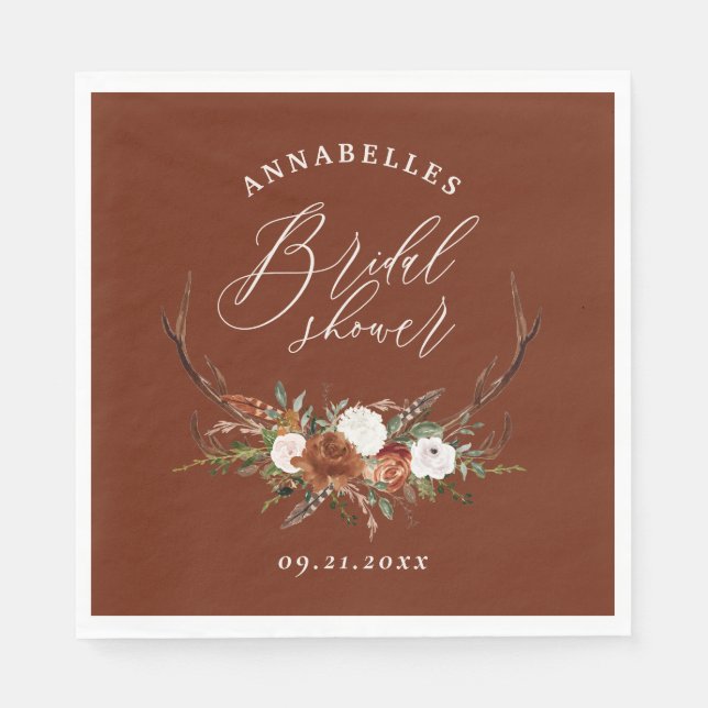 Botanisches Brautparty aus Terrakotta Serviette (Vorderseite)